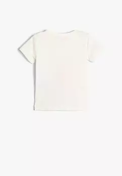 Футболка с принтом FLAMINGO PRINTED SHORT SLEEVE CREW NECK Koton, бежевый
