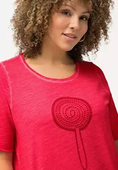 Футболка с принтом FLOCKED COLD-DYED Ulla Popken, розовый