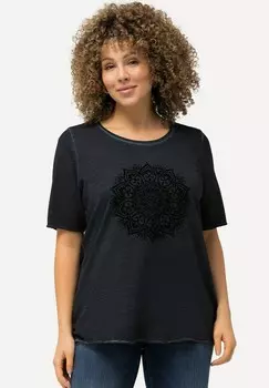 Футболка с принтом FLOCKED MANDALA SHORT SLEEVE Ulla Popken, черный