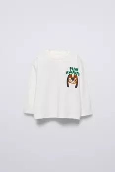 Футболка с принтом флока ZARA, экрю