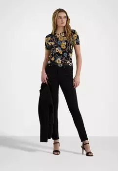 Футболка с принтом FLORAL COTTON BLEND SHORT SLEEVE JUMPER Ralph Lauren, черный