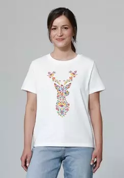 Футболка с принтом FLORAL DEER watapparel, белый