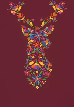 Футболка с принтом FLORAL DEER watapparel, темно-красный