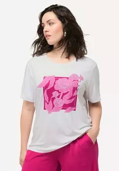 Футболка с принтом FLORAL GRAPHIC SHORT SLEEVE Ulla Popken, белый