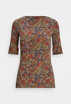 Футболка с принтом FLORAL STRETCH COTTON BOATNECK TEE Lauren Ralph Lauren, кремовый