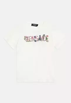 Футболка с принтом Flovers Logo Print Versace, цвет white/multicolor
