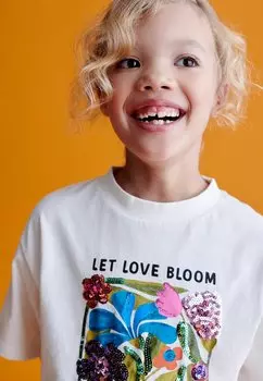 Футболка с принтом FLOWER REGULAR FIT Next, цвет ecru