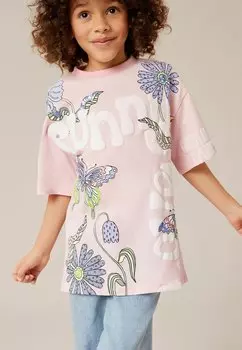 Футболка с принтом Flower Sequin Next, розовая