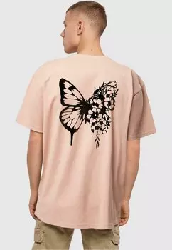Футболка с принтом FLOWERS BLOOM HEAVY OVERSIZED Merchcode, цвет amber