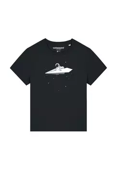 Футболка с принтом FLY ME TO THE MOON watapparel, черный