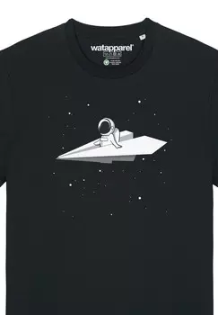 Футболка с принтом FLY ME TO THE MOON watapparel, черный