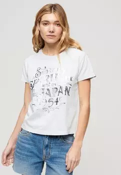 Футболка с принтом FOIL WORKWEAR Superdry, светло-синий