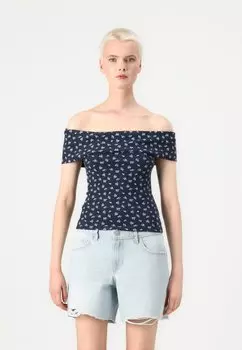 Футболка с принтом FOLDOVER Hollister Co., темно-синий