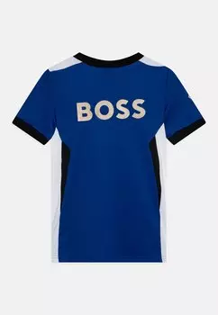 Футболка с принтом FOOTBALL SHORT SLEEVES TEE BOSS Kidswear, цвет blue