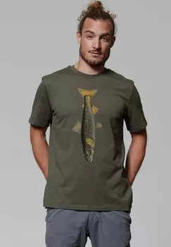 Футболка с принтом FORELLE watapparel, хаки