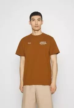 Футболка с принтом fort, коричневый