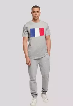 Футболка с принтом FRANKREICH FLAGGE FRANCE DISTRESSED F4NT4STIC, серый