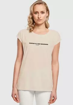 Футболка с принтом FRAUEN HOPE EXTENDED SHOULDER Merchcode, песочный