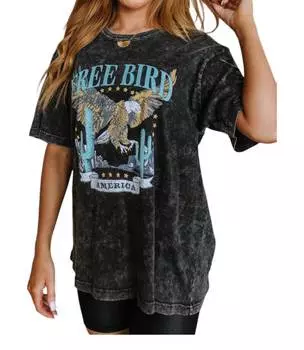 Футболка с принтом Free Bird черного цвета Zutter