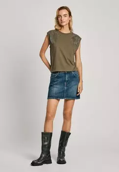 Футболка с принтом FREIJA Pepe Jeans, темно-зеленый