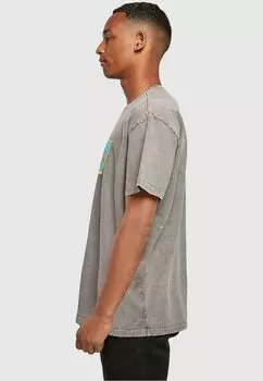Футболка с принтом Frida Kahlo Cactus Acid Washed Heavy Oversize Tee Merchcode, серый