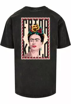 Футболка с принтом FRIDA KAHLO LOGO FRAME ACID WASHED HEAVY OVERSIZE TEE Merchcode, черный