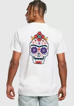 Футболка с принтом FRIDA KAHLO PIXELS VIVA LA VIDA ROUND NECK Merchcode, цвет white