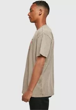 Футболка с принтом Frida Kahlo Pixels Viva La Vida Acid Washed Heavy Oversize Tee Merchcode, тёмный хаки