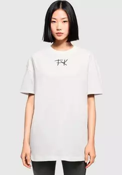 Футболка с принтом FRIDA KAHLO SHORT LOGO OVERSIZED BOYFRIEND TEE Merchcode, цвет white