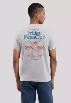 Футболка с принтом FRIDAY PIZZA CLUB F4NT4STIC, серый
