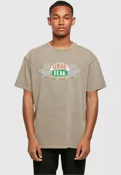 Футболка с принтом Friends Central Perk Christmas Lights Oversize ABSOLUTE CULT, цвет darkkhaki