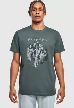 Футболка с принтом Friends Group Stairs ABSOLUTE CULT, цвет bottlegreen