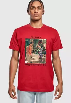 Футболка с принтом Friends Happy Christmas Eve Eve ABSOLUTE CULT, цвет burgundy