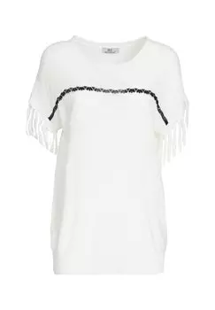 Футболка с принтом FRINGED SLEEVES INFLUENCER, белый