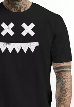 Футболка с принтом FRONT SMILE SMILING FACE TECHWEAR TREND FASHION STREETSTYLE Neverless, антрацит