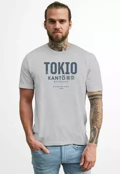 Футболка с принтом FRONT TOKYO JAPANISCHE GRAFIK FASHION STREETSTYLE Neverless, серый