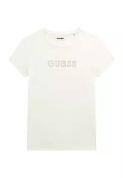 Футболка с принтом FRONTLOGO STRASSSTEINEN Guess, белый