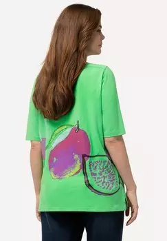 Футболка с принтом FRUIT SHORT SLEEVE BOAT NECK GRAPHIC Ulla Popken, зеленый