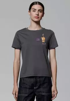 Футболка с принтом FUNNY CAT watapparel, антрацит