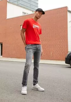 Футболка с принтом ФУТБОЛКА С ЛОГОТИПОМ Tommy Jeans, темно-малиновый