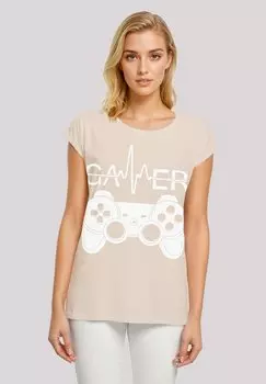 Футболка с принтом GAMER HERZSCHLAG F4NT4STIC, песочный