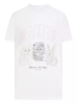 Футболка с принтом GANNI, белый
