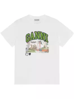 Футболка с принтом GANNI, белый