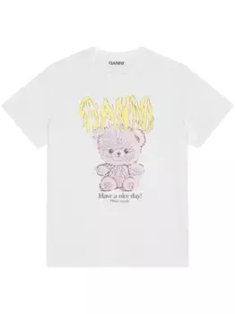 Футболка с принтом GANNI, белый