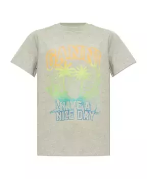 Футболка с принтом Ganni, серый