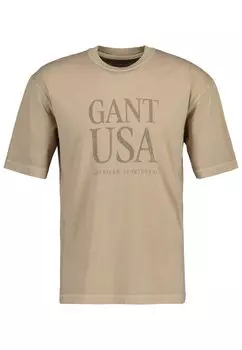 Футболка с принтом GANT, бежевый