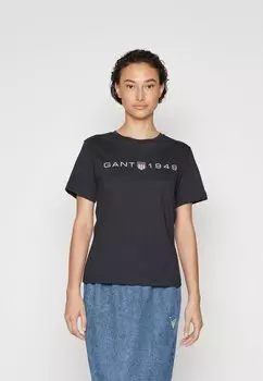 Футболка с принтом GANT, черная