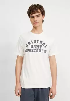 Футболка с принтом GANT, молочный