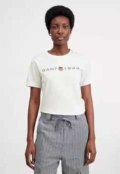 Футболка с принтом GANT, молочный