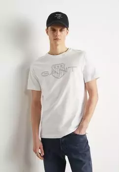 Футболка с принтом GANT, молочный